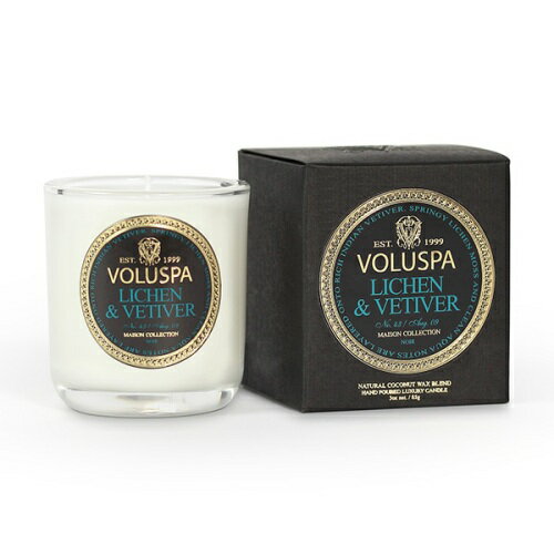 Voluspa ボルスパ メゾンノワール ミニグラスキャンドル ライケン＆ベチバー MAISON NOIR Mini Glass Candle BOXED VOTIVE LICHEN & VETIVER◆ホームフレグランス/芳香/アロマキャンドル/ロウソク