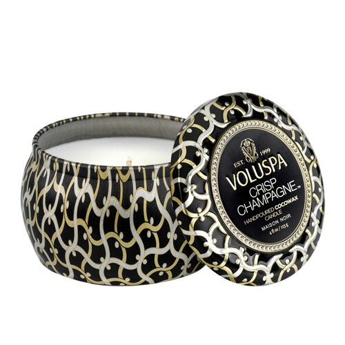 ボルスパ キャンドル Voluspa ボルスパ メゾンブラン ミニティンキャンドル クリスプシャンパン MAISON NOIR MINI TIN CANDLE CRISP CHAMPAGNE 正規品 ◆ろうそく/蝋燭/グラスキャンドル/トラベル/アウトドア/ルーム/1/f ゆらぎ/フレグランス/芳香/アロマ/プレゼント/癒し/リラックス/gift