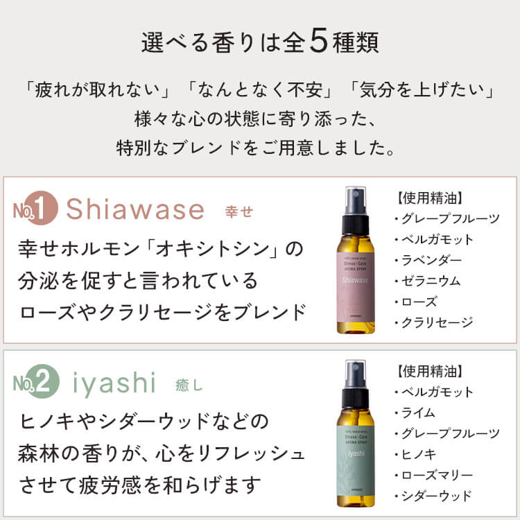 天然アロマ お試しセット ストレス解消 アロマスプレー 選べる3点セット(50ml×3) | ストレスケア アロマ スプレー 精油 リラックス 安眠グッズ 睡眠 ギフト プレゼント プチギフト ルームフレグランス ルームスプレー ピローミスト 寝室 枕 マスク 香水 アロミックスタイル