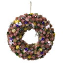 リース 造花リース ウェルカムリース ドライフラワー花輪 ナチュラルリース 30cm ミックスカラー 造花 玄関オブジェ ウォールディスプレイ ウォールデコレーションオールシーズン 壁飾り 壁掛け おしゃれナチュラルリース ピンク&イエロー L