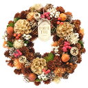 リース ハロウィン 秋リース 造花リース ドライフラワー花輪 ナチュラルリース 24cm 秋色カラー 造花 玄関オブジェ ウォールディスプレイ ウォールデコレー...