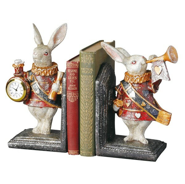 ブックエンド クロック&トランペットうさぎ(SET)本立て ブックスタンド ブックストッパー CDスタンド仕切り ラビット ウサギ 兔 兎 インテリア雑貨アンテ...