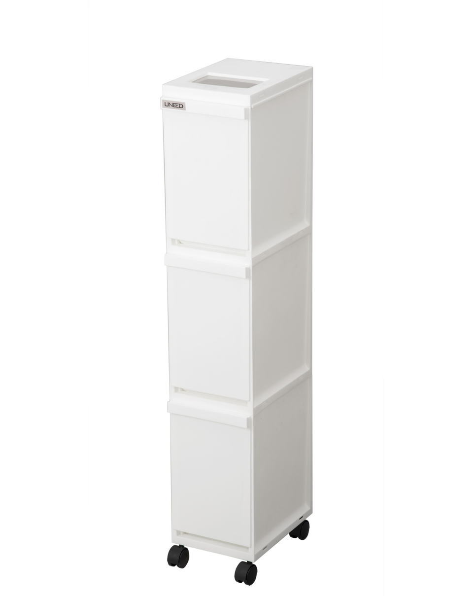 ユニード 多段スリムペール　3段【ホワイト】ゴミ箱〜新輝合成〜TONBO〜のサムネイル