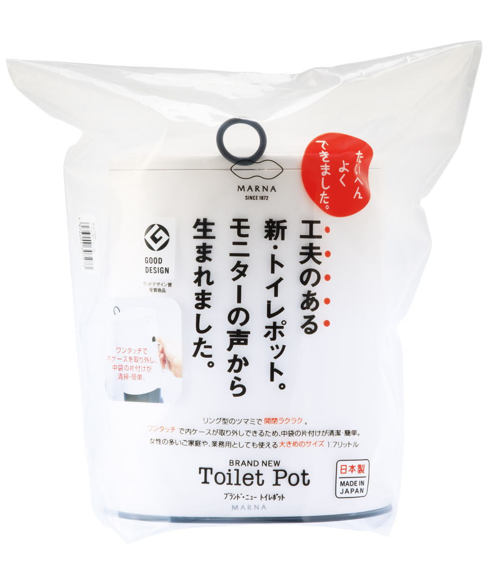 大きめサイズのシンプルなトイレポット。 リング型のツマミが付いていて、スムーズに開閉できます。 内ケースがワンタッチで取り外しできるので、ゴミ捨てや袋のセットも簡単です。 商品の詳細は商品仕様（下部）をご確認下さい。 【2026年7月販売開始】