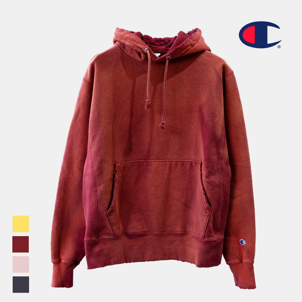 海外限定 CHAMPION チャンピオン パーカー 裏起毛 フーディー リバースウィーブ トップス REVERSE WEAVE HOODIE ( 日本未発売 エイジング スウェット リメイク ヴィンテージ加工 USD加工 ダメージ加工 CPRWH )