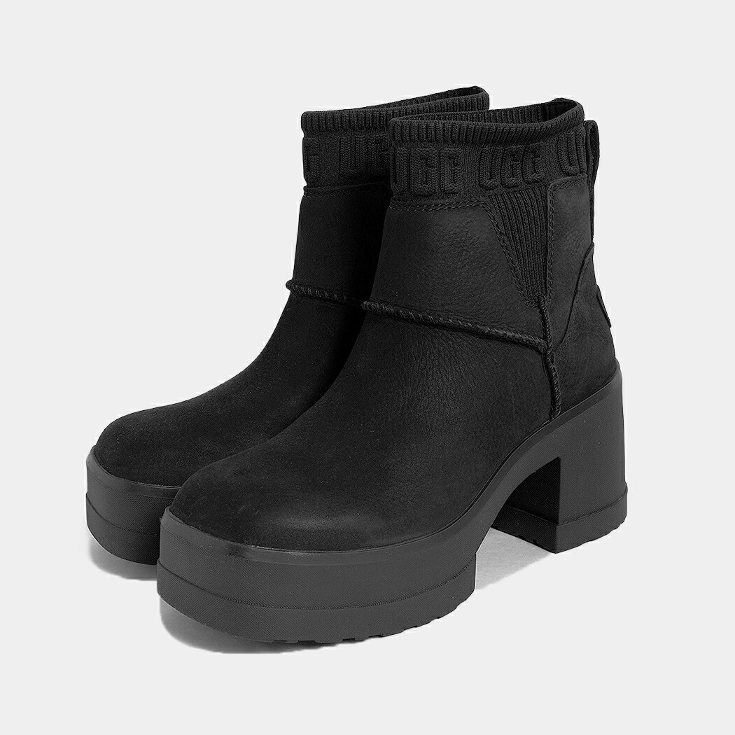 アグ モクシー チェルシー ブーツ スニーカー UGG W MOXY CHELSEA BLACK ブラック 黒 レザーブーツ 厚底 ヒール サイドゴア スエード...