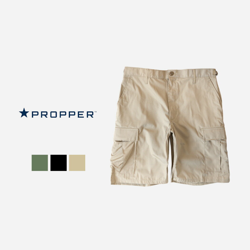 樂天商城 - PROPPER プロッパー BDU SHORTS PANTS ショートパンツ ショーツ カーゴ パンツ BLACK KHAKI OLIVE ( ミリタリー ひざ丈 無地 短パン メンズ 5261-55 )