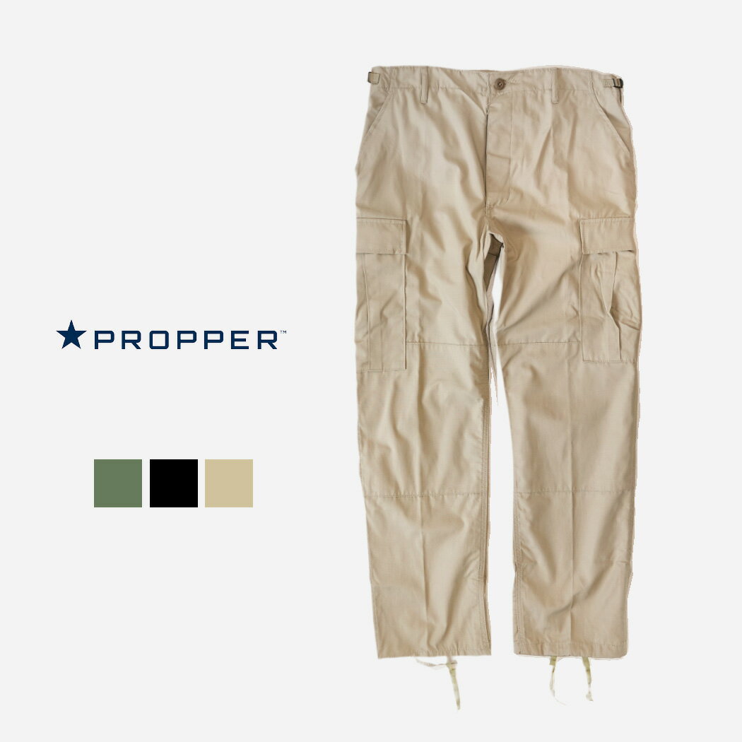 Rakuten - PROPPER プロッパー カーゴ パンツ ボトムス BDU TROUSER BUTTON FLY PANTS BLACK KHAKI OLIVE ( ミリタリー 無地 ワーク メンズ 5201-55 )