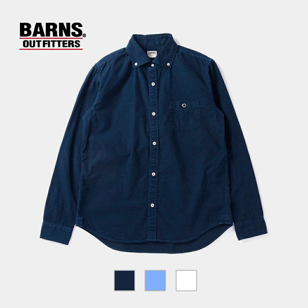 Rakuten - [クーポン＆P2倍!]バーンズ アウトフィッターズ オックスフォード シャツ BARNS OUTFITTERS STANDARD OXFORD B.D SHIRT ( 白 青 ネイビー トップス 無地 小襟 ボタンダウン ワイドスプレット アメカジ メンズ レディース BR-4965 )