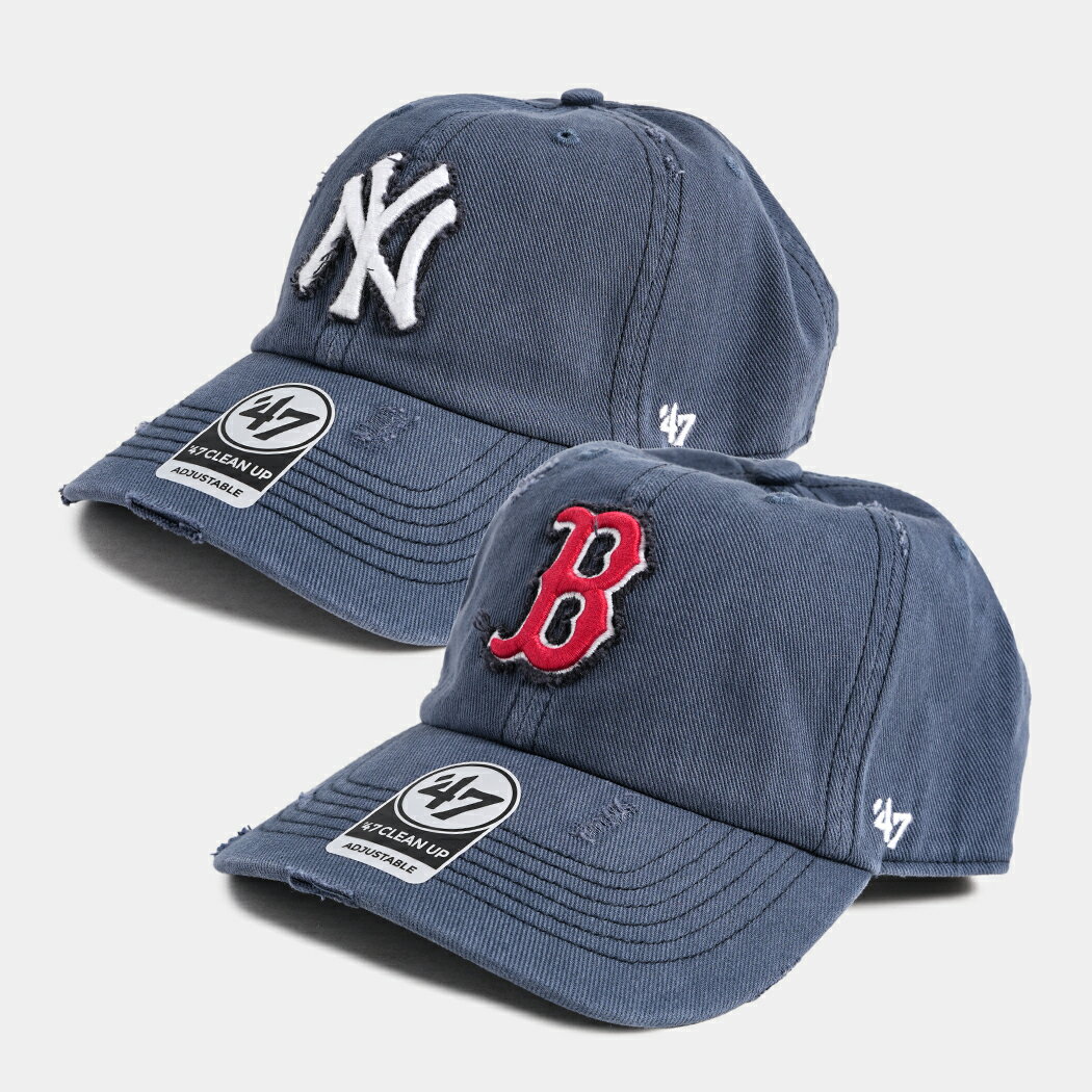 Rakuten - 47 ボストン ニューヨーク ヤンキース レッドソックス ベースボール キャップ 帽子 CLEAN UP NEW YORK YANKEES BOSTON RED SOX CAP 2 COLOR( ロゴ ネイビー ダメージ加工 ユーズド加工 メンズ レディース )