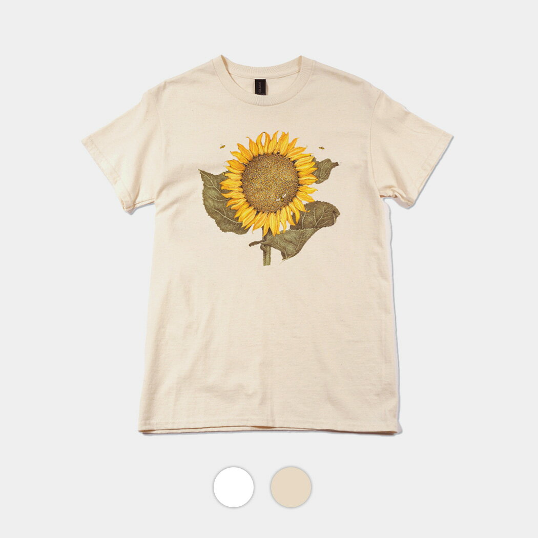 Rakuten - [クーポン＆P2倍！]リバティ グラフィックス Tシャツ トップス 185 LIBERTY GRAPHICS Sunflower and Bees T-shirt NATURAL WHITE ( カットソー 半袖 プリント デザイン アート メンズ レディース )