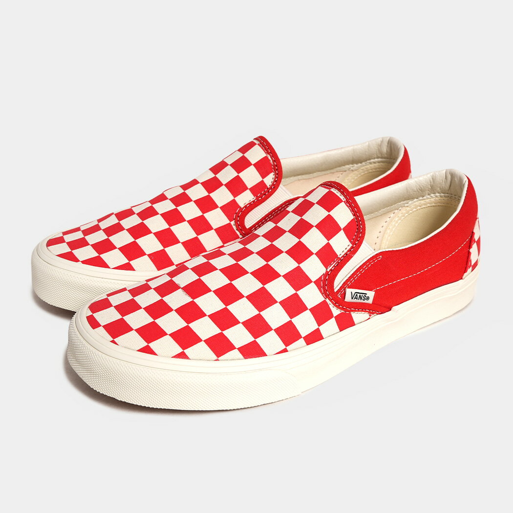Rakuten - [クーポン＆P2倍！]ヴァンズ クラシック スリッポン スニーカー VANS CLASSIC SLIP-ON TOMATO ( チェッカーズ 赤 キャンバス バンズ ローテク メンズ レディース レッド VN000D6YH2D )
