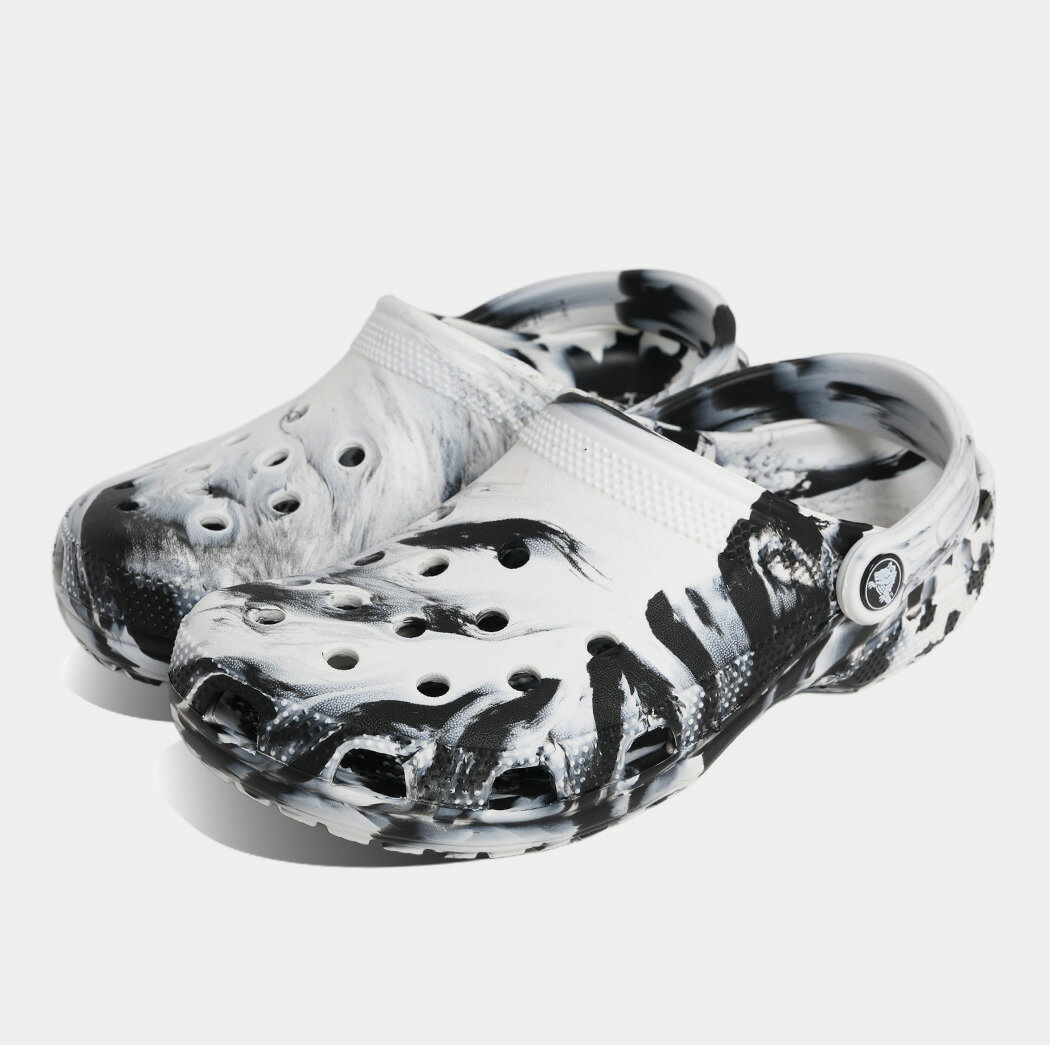 クロックス クラシック マーブル クロッグ サンダル crocs Classic Marbled Clog SANDAL WHITE BLACK ( 白 黒 柄 メンズ レディース 206867-103 )