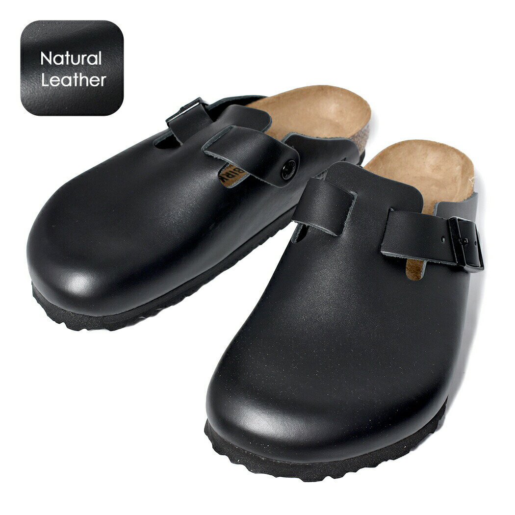 [クーポン＆P2倍！]BIRKENSTOCK BOSTON Natural Leather ( REGULAR FIT ) BLACK ビルケンシュトック ボストン ( レザー メンズ レディース ウィメンズ サンダル クロッグ サボ ミュール sandal mule 黒 60191 )