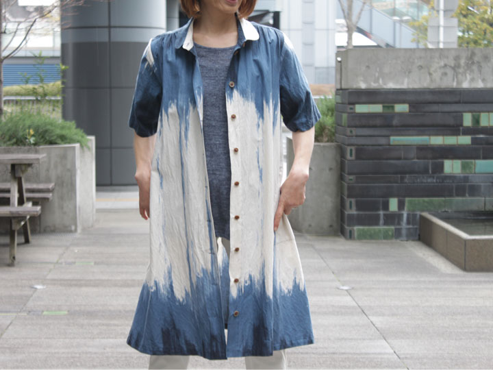 310328Cherry Pollen《日本製》大きい 11号〜13号 綿×麻 クーラー対策ムラ染め風 綺麗シルエット ロン..