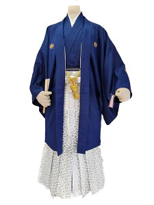 【レンタル】No.31-No.354 Lilianne ネイビーブルー 卒業式 成人式 男性用 紋服セット レンタル【店頭受取対応商品】安売り