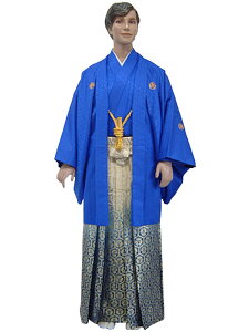 【レンタル】No.2498-No.324 Lilianne 青羽織 上り龍刺繍 銀糸袴 卒業式 成人式 男性用 紋服セット レンタル【店頭受取対応商品】キャンペーン