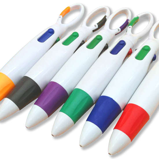 【訳あり】ベルト部やかばんに着脱できる4色ボールペン。屋外活動や荷物が多いときに重宝。 4色 ボールペン 実用 スマート_ 屋外 作業 体育 工事 アウトドア 回覧板 かわいい かっこいい