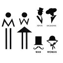 *5日は全品P3倍*MAN/WOMANデザインのカッティングステッカー。マットなモノトーンがおしゃれ ドア おしゃれ マーク サイン トイレ 更衣室 オフィス 案内 表示