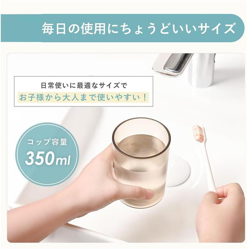 アレンジショップの歯磨きコップホルダー 歯ブラシホルダー 浮かせる コップ スタンド 洗面所 マグネット 壁掛け 収納 穴あけ不要 シンプル おしゃれ モノトーン 衛生的水切り 家族分 カビない 送料無料｜アングル3