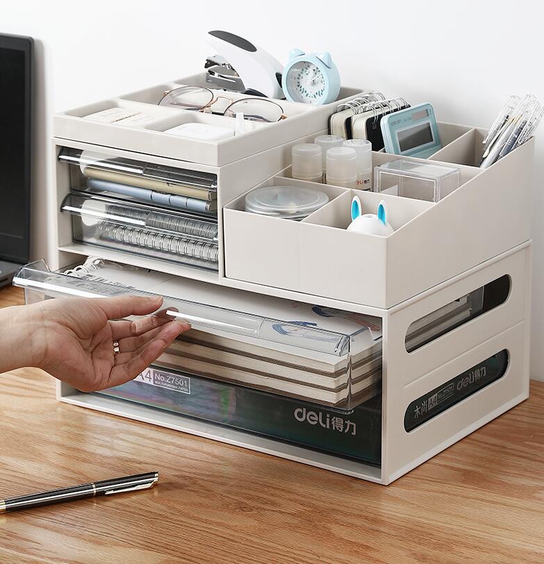引き出し 卓上収納ケース 収納ボックス プラスチック A4/A5対応 横 小物 1段 2段 3段 滑り止め 大容量 ..