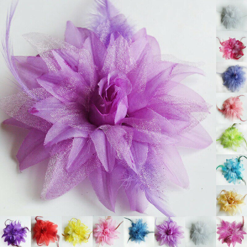 20個入り ヘッドコサージュ コサージュ 羽根付き フェザー ヘアコサージュ ヘアアクセサリー ブローチ ..