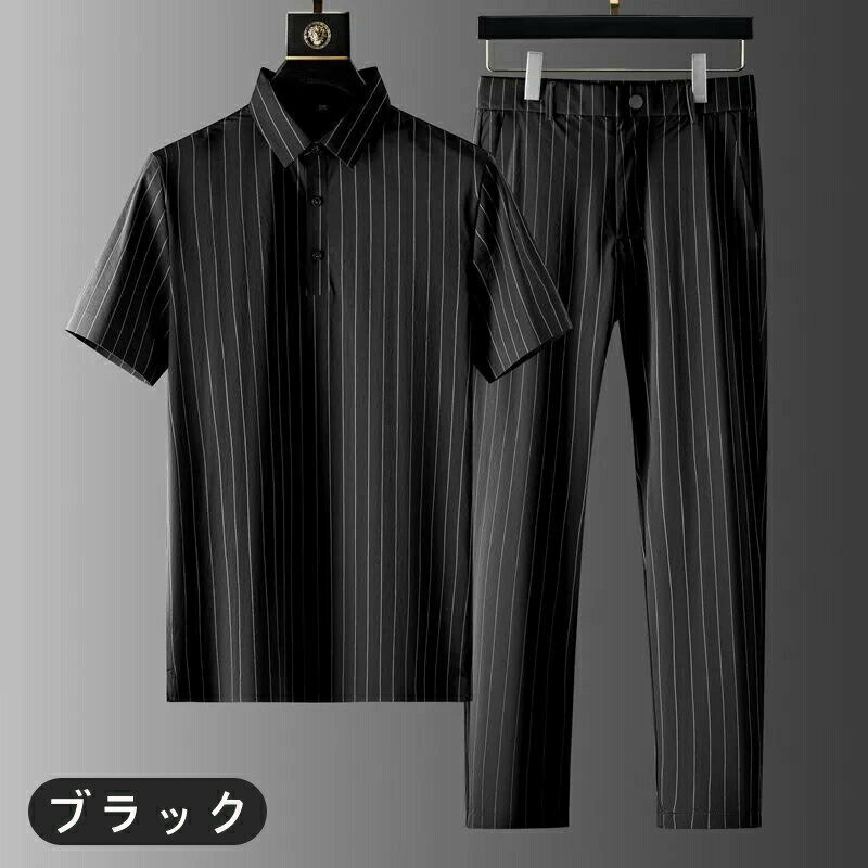 セットアップ メンズ ゴルフウエア ポロシャツ 半袖 ゴルフパンツ ストレート ウエストゴム 上下セット ビジネスセット 伸縮性 吸汗速乾 通勤 Tシャツ カジュアルパンツ ロングパンツ おしゃれ 軽量 春夏 大きいサイズ 送料無料