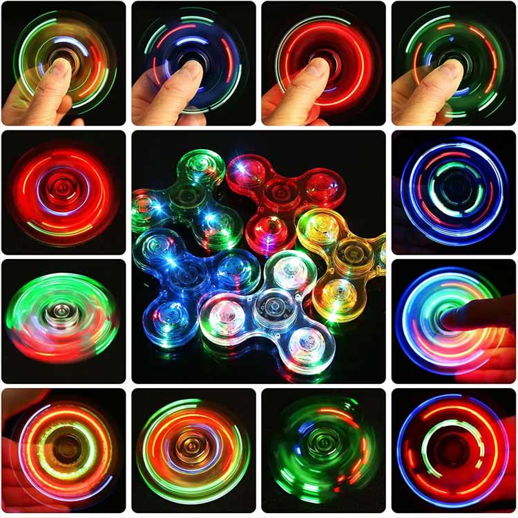 ハンドスピナーLED発光36種類図案指先のコマおしゃれ図案形成光るハンドスピナーストレス解消送料無料高速回転フィンガースピナー子供大人玩具レインボー虹色カラフル可愛いおもちゃ