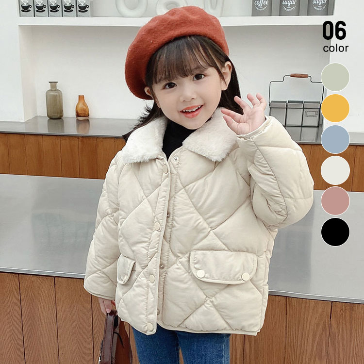 Down - ダウンコート女の子冬アウターコート子供服ブルゾンダウンジャケットキルティングボア軽量フードなしキルトライトダウン中綿コート男の子秋冬防寒防風暖かいキッズアウタージュニアあったか羽織り通園通学中綿防寒対策こども子ども服ダウン