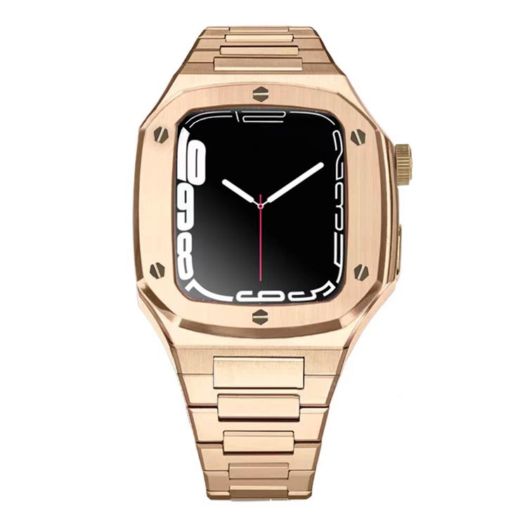 ステンレスバンドラバーケースカバー腕時計バンドwatch一体型apple高級ベルトアップルウォッチメンズベルト44mm45mm一体型おしゃれピンクゴールドステンレスストラップシルバーブラックゴールドケースバンド