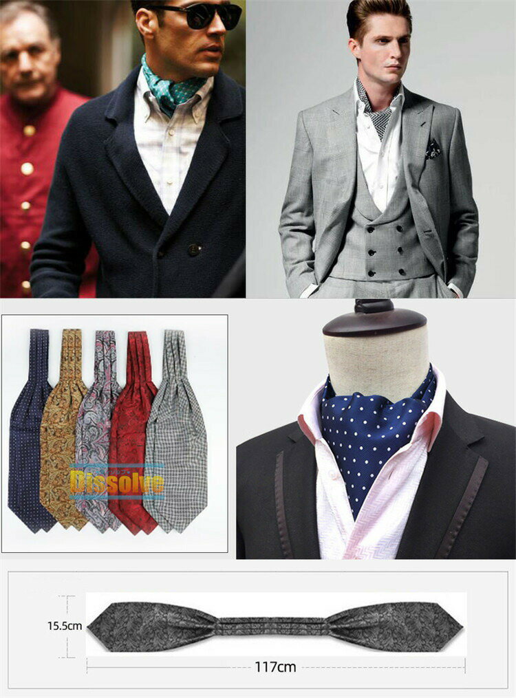 メンズアスコットタイネクタイ総柄アスコット制服フォーマルネクタイジャガードギフトプレゼントクリスマス誕生日父の日披露宴結婚式20色