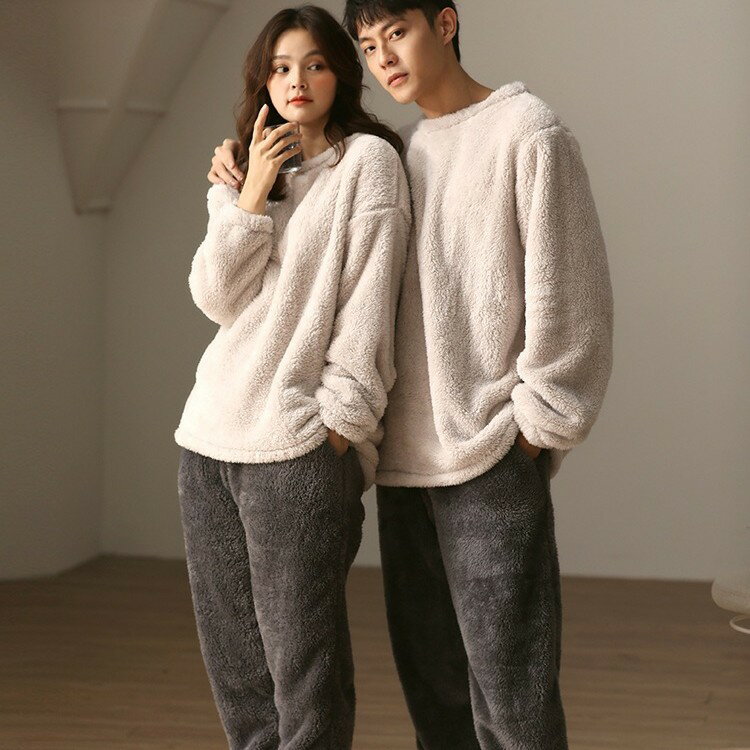 ペア カップル パジャマ もこもこ 長袖 秋冬 上下セット レディース メンズ カップルお揃い ペアパジャ..