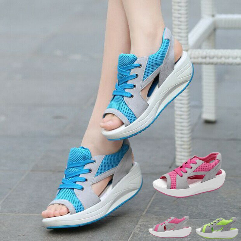 スポーツサンダル レディース ニット サンダル 歩きやすい 厚底 スポサン メッシュ シューズ カジュア..