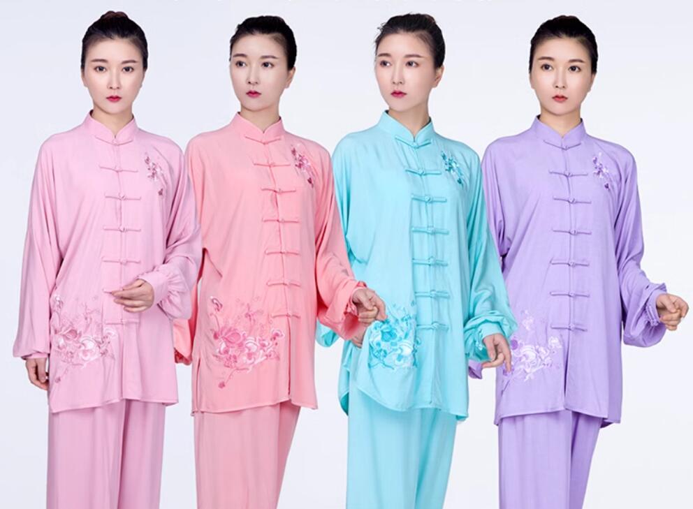 4色/無地/男女兼用 3color ウェア/長袖/短袖 上着/パンツ/武術表演服 太極拳服 サテン 演舞チャイナ服 ラッピング カンフーパンツ コスプレ 衣装 ...