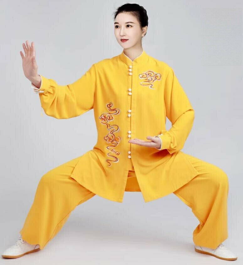 男女兼用 4color ウェア/長袖/上着/パンツ/武術表演服 太極拳服 サテン 演舞チャイナ服 ラッピング カンフーパンツ コスプレ 衣装 発表会 スポーツ 武術 ゆったり ラッピング カンフーパンツ ズボン 母の日ギフト メンズ レディース XS-XXL 刺繍 雲柄