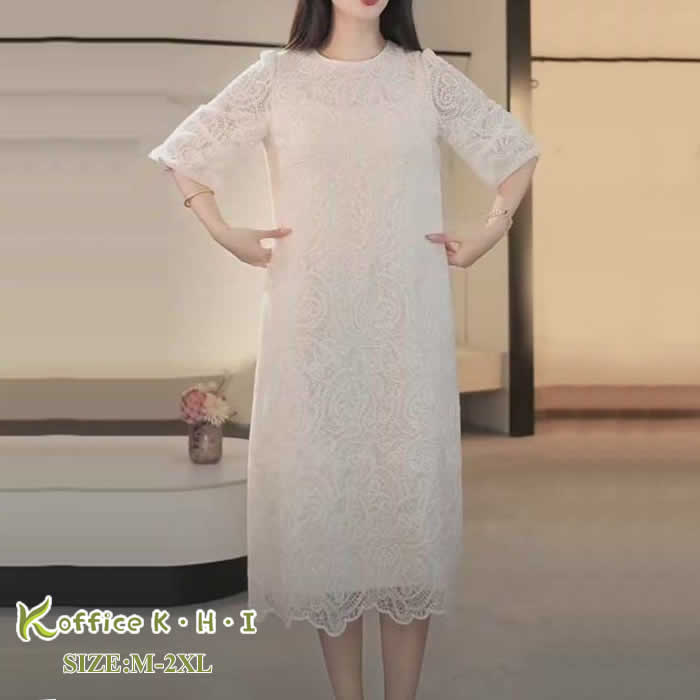 新作ワンピース夏 レディースワンピース 夏ワンピース 大人ワンピース レディースレースワンピース夏 韓風ワンピース夏 Aラインワンピース きれいめワンピース夏夏 膝丈ワンピース 着痩せ レディースレースドレス 高級感 結婚式