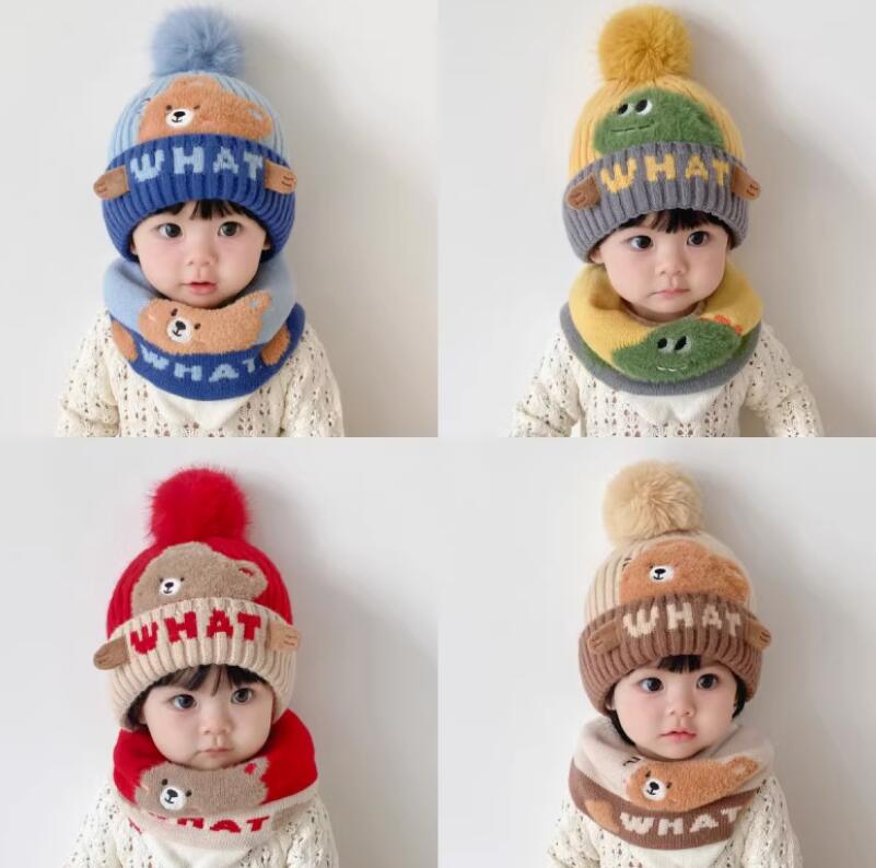 6color マフラー　帽子　2点セット　ニット　 キッズ 女の子 男の子 ベビー 秋冬　防風 防寒 男児 女児..