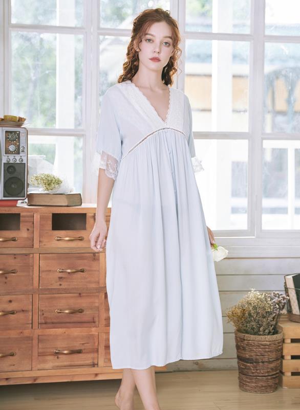 夏新作/ワンピース/お姫様/宮廷風/パジャマ/レディース 部屋着 ルームウェア 姫系　棉　レース/可愛い/..