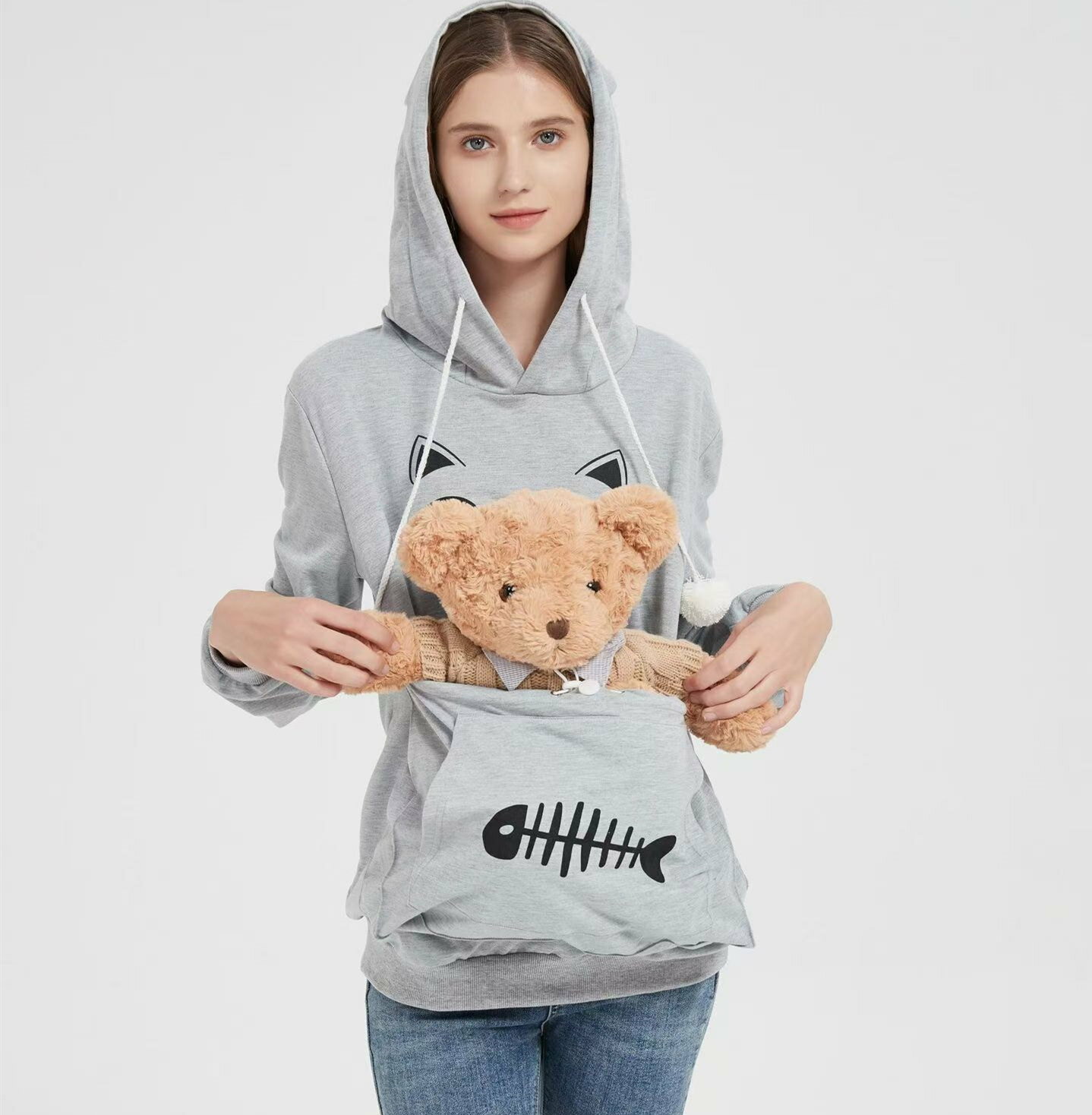 パーカー プルオーバー 猫入れポケット カジュアル キャリーバッグ スリング 抱っこ 猫 ペット 男女兼..