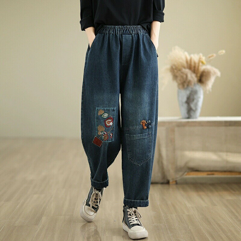 パンツ デニムパンツ ロング ジーンズ レディース 春秋 テーパードパンツ 可愛い きれいめ ハイライズデニムパンツ ウエストゴム ロング デニム 大人気 ボトムス ワイドデニム ロールアップ ノアール サルエル コットン 大きいサイズ ゆったり 夏 脚長効果抜群 女の子