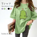 【ネコポス送料無料】カットソー レディース Tシャツ 体型カバー ゆったり ゆるTシャツ 半袖 ドロップショルダー ラウンドネック 柄Tシャツ 薄手 ラウンドネック クルーネック トップス プルオーバー 春 夏 春新作