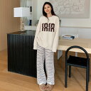【Fashion SALE&半額商品多数&お得クーポン】ルームウェア レディース 部屋着 上下セット 冬 もこもこ 着る毛布 ふわもこ クルーネック プルオーバー ルームウェア 裏起毛 ボーダー柄 秋冬 あったかい ふわふわ 可愛い 女性 ナイトウェア