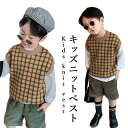 ニットベスト キッズ 男の子 薄手 ジュニア 秋冬 おしゃれ チェック柄 ラウンドネック シンプル 女の子 女児 ボーイズ 男児 ゆったり 動きやすい 子供服 ...