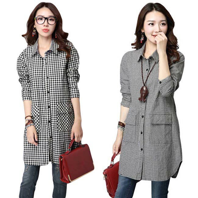 ロングシャツ レディース 春 おしゃれ 長袖 チェック柄 ミドル丈 カジュアル ゆったり シンプル ブラウス トップス 夏 秋 春 2020年春新作