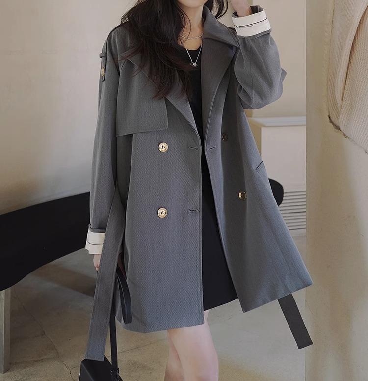 レディースファッション 韓国ファッション レディース ウインドブレーカー ミドル丈コート アウター コート ゆったりめ シンプルコート