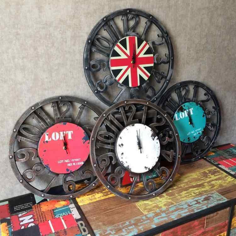 ロフト インダストリアル スタイル レトロ 掛け 時計 装飾 歯車 時計 北欧 イン スタイル ホーム ライト 高級 ゴールド シンプルな 時計 1