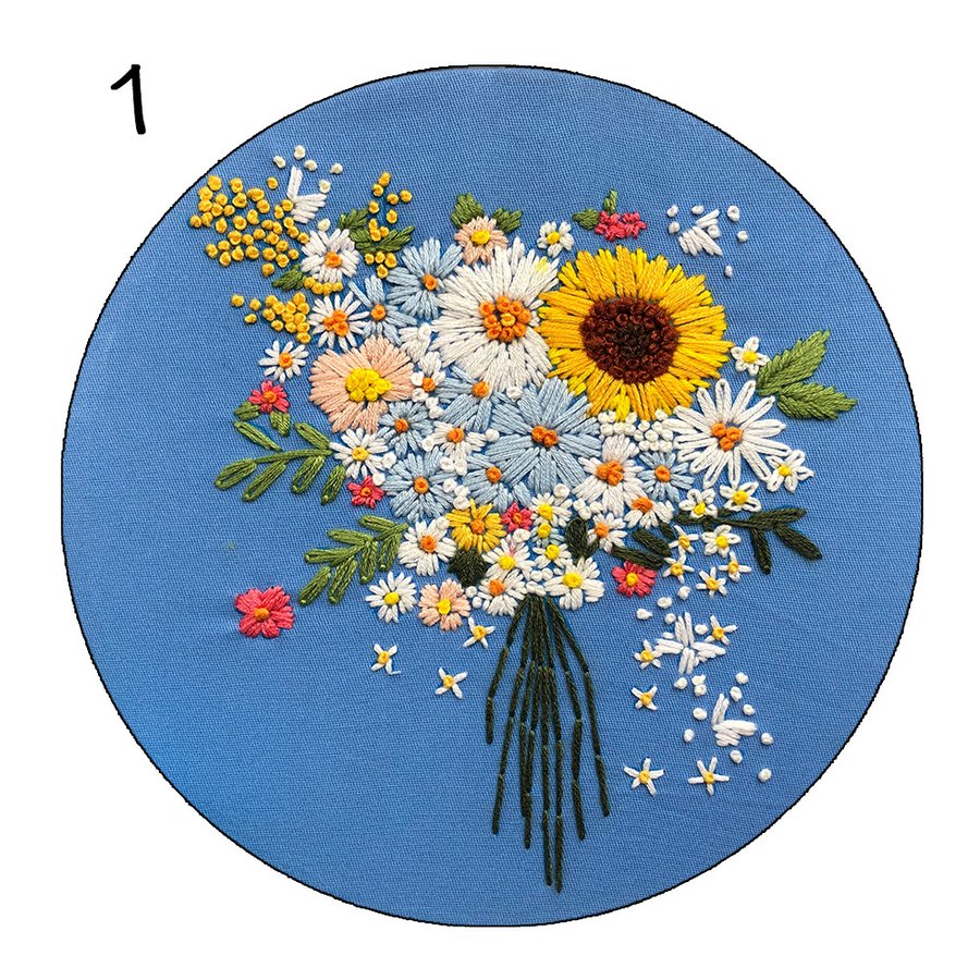 クロスステッチ 花 刺繍キット 花 立体的な花柄 女性に大人気 刺しゅう布 針 糸セット 刺繍枠付き はじめ 中級者向け やり方 手作り絵画手芸キット 簡単