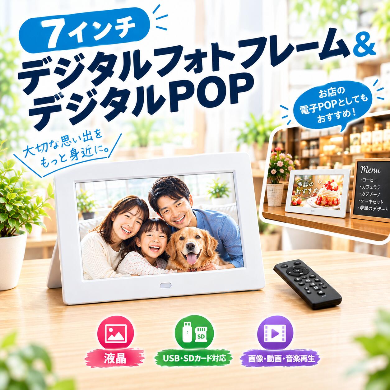 ＼お一人様1回限り！クーポンで5933円／デジタルフォトフレーム 7インチ 小型電子POP デジタルサイネージ 1024×600 I…