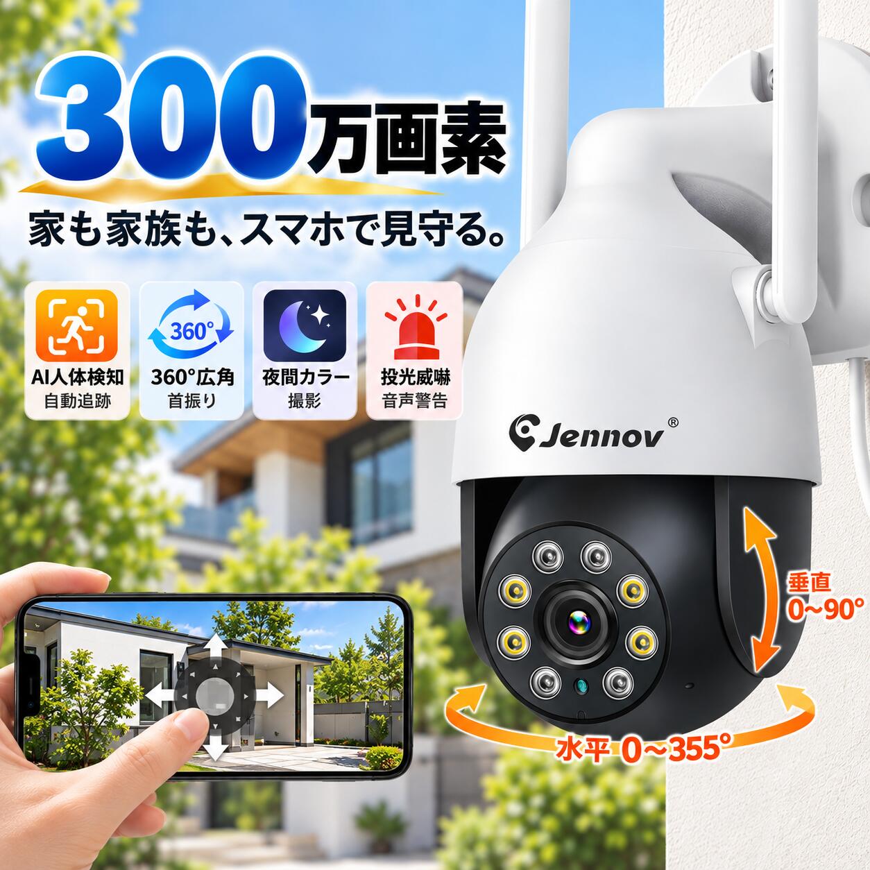 楽天市場】防犯カメラ jennov wifiの通販