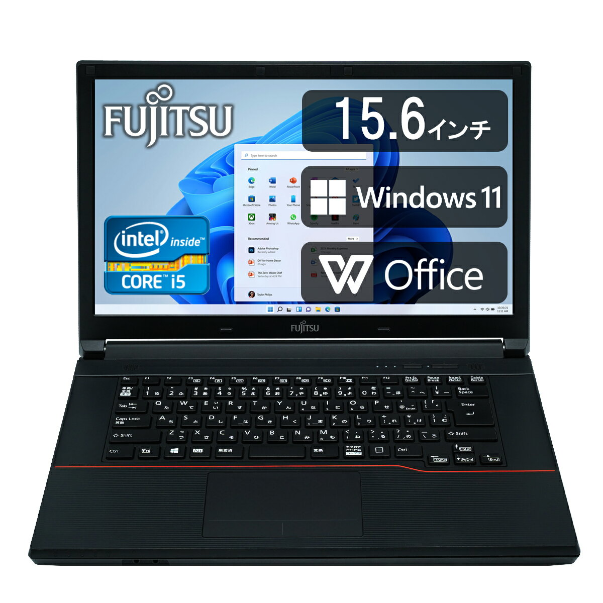 ?ٻ LIFEBOOK FMV꡼ Windows11  ťѥ Officeդ SSD:256GB/512GB/1TB :4GB/8GB/16GB CPU:3Core-i5 15.6վ ̵Wi-Fi DVD USB3.0 ťΡȥѥ PC ʥХåƥ꡼򴹲ǽ